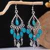 Bohemian Tassel Turquoise Earrings: Retro Ethnic Style Dangle Jewelry