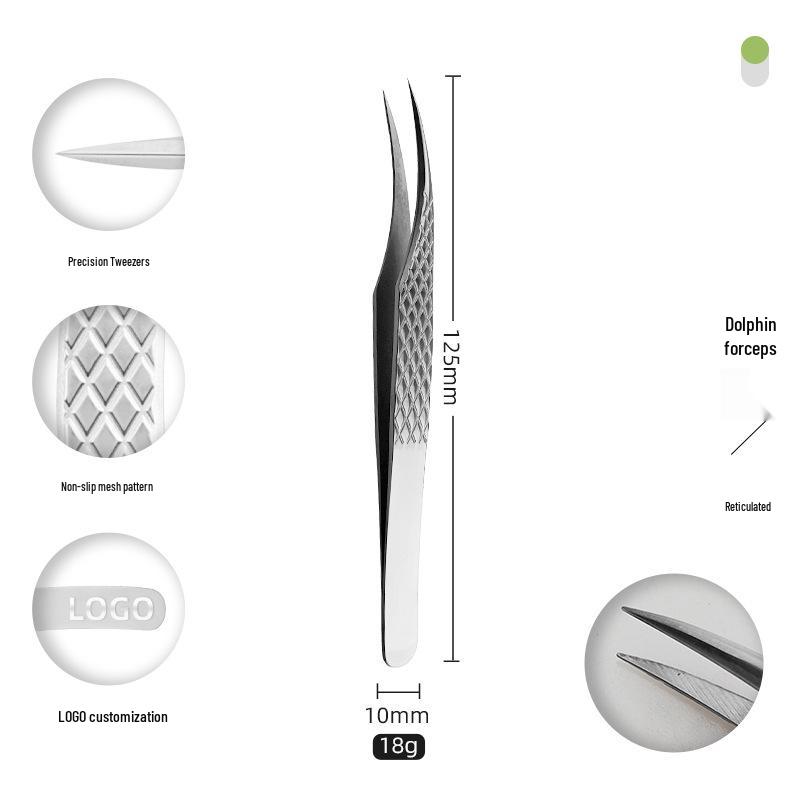 Golden Feather Stainless Steel Eyelash Tweezers for Grafting and Extensions