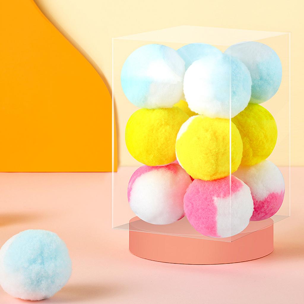 12-Piece Plush Ball for Cat Toys Interactive Playing Quiet Balls 1.8 1.2 Inches Colorful for Cat Pom Pom Ball for Indoor
