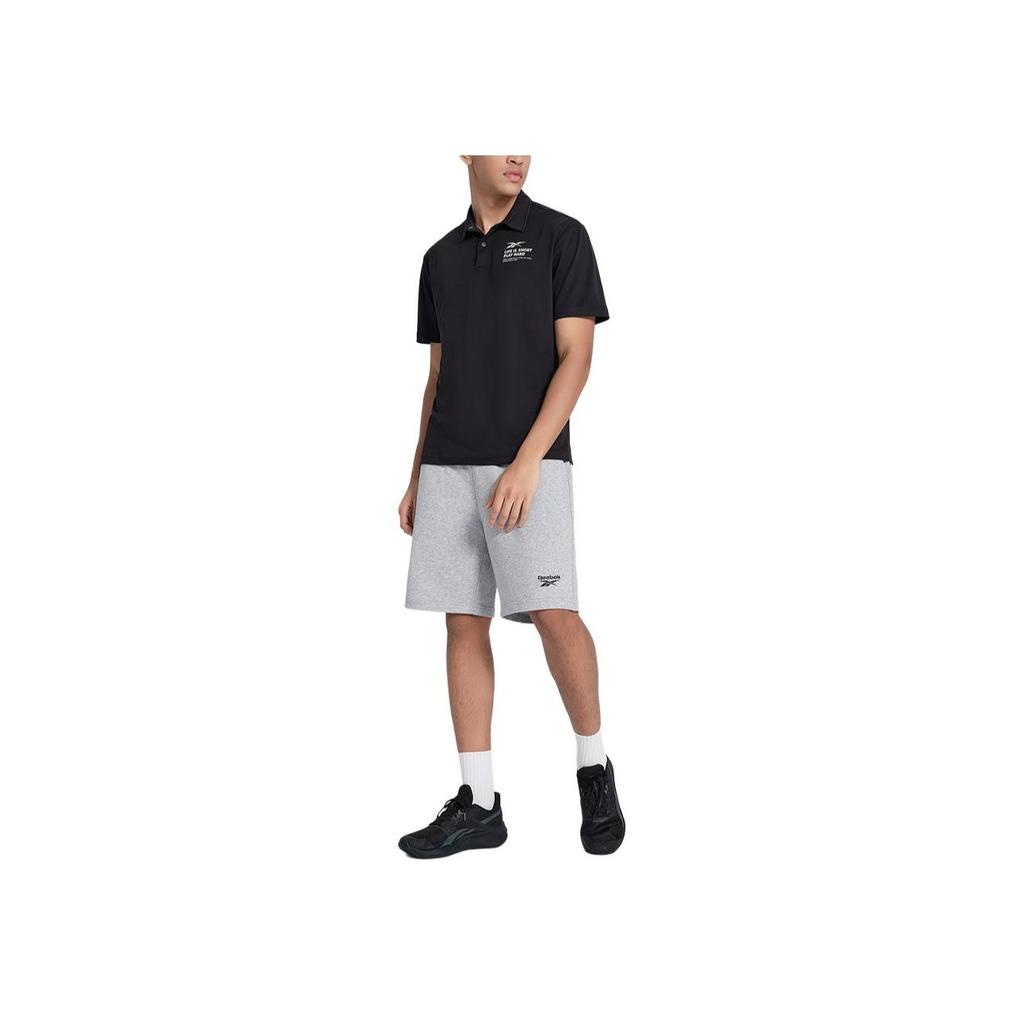 Reebok Casual Comfortable Knitted Short Sleeve Polo Shirt Men tops Black 24SRM401MGH0