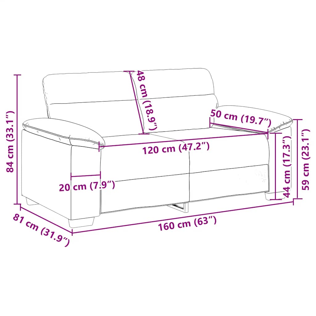 2 Seater Sofa Cloud Grey 160 X 81 X 84 Cm Fabric