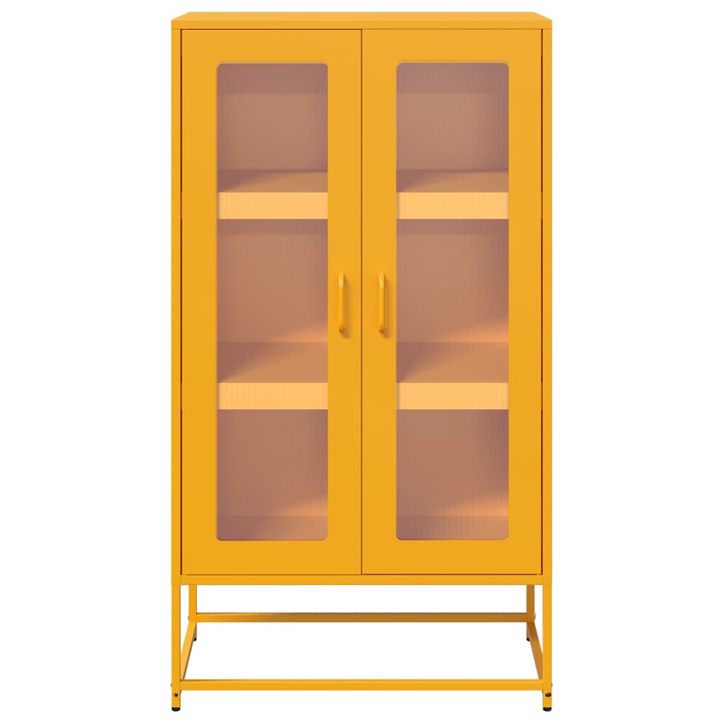 Komoda Wysoka Musztardowo-Żółta 68X39X123 Cm Stal