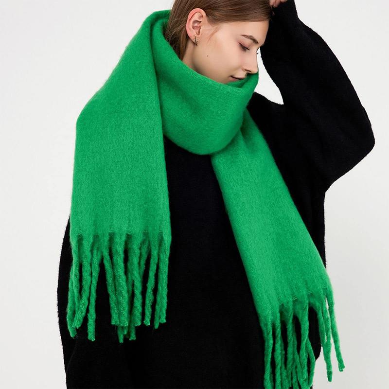 Winter Thick Warm Scarf Women Cashmere Shawl and Wraps Pashmina Neckerchief Bufanda Female Solid Tassel Echarpe Poncho