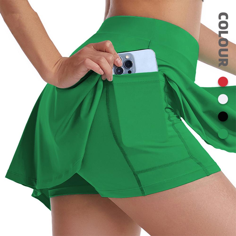 Jupe de Tennis taille haute pour femme avec poche, Jupe de Yoga d'été à séchage rapide, Jupe-short athlétique deux-en-un