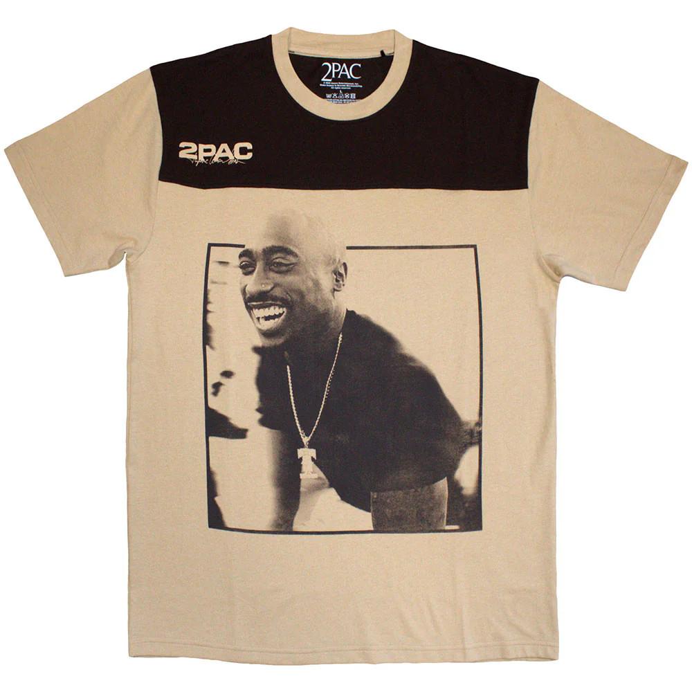 Tupac T-Shirt: Colour Block (Brown & Sand) OFFICIAL NEW XXXXL