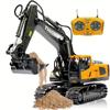 Remote Control Excavator Building Toy for Boys, 1200mAh RC Excavator Toy with Metal Bucket and Lights, 11 Channel Excavator Toy, Birthday Gift