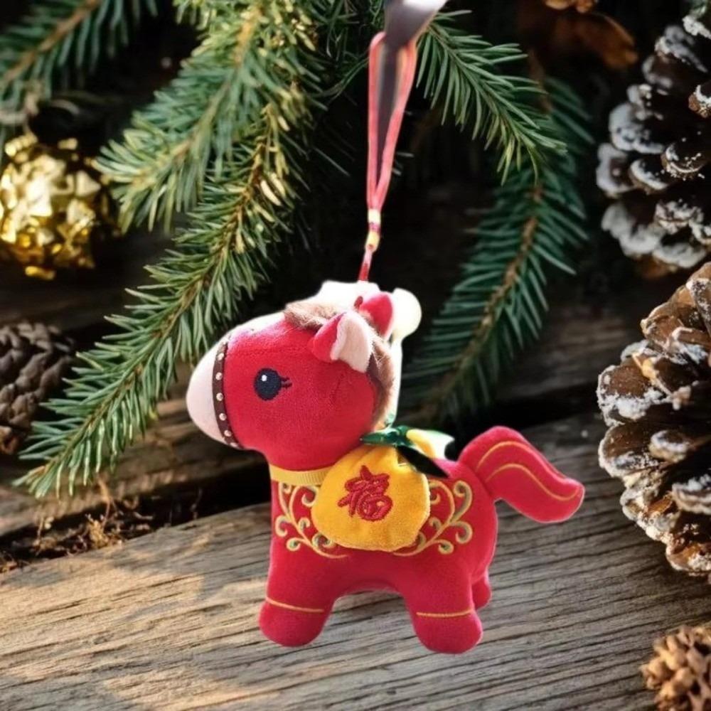 Cartoon Hanging Pony Doll Soft Zodiac Pony Figurine Cute Plush Horse Keychain  New Year Gift