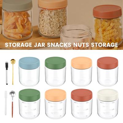 4er-Pack Behälter für Overnight Oats (500 ml), Milch, Obstsalat, Lebensmittelaufbewahrung, Glasbehälter, tragbare Frühstücksbecher für Müsli, Joghurt und Pudding
