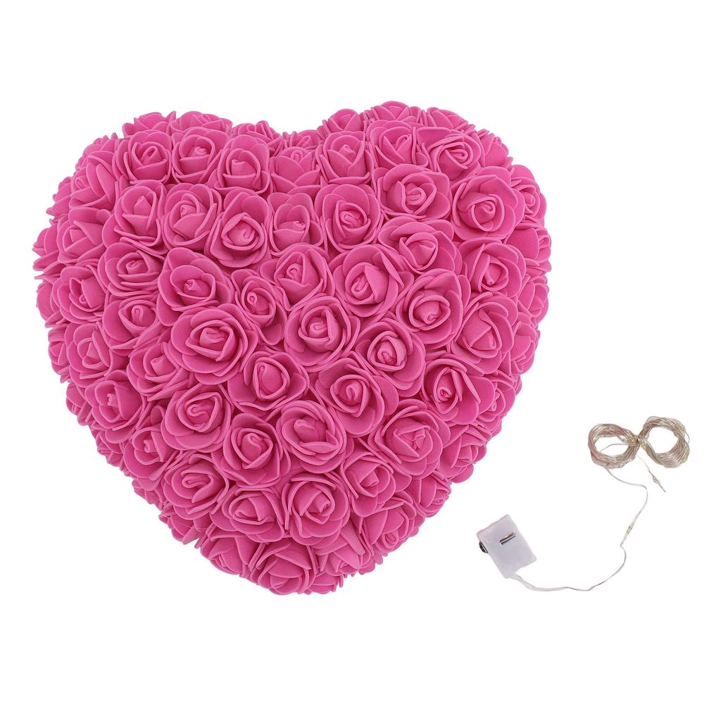 Foam Fake Roses Handcrafted Romantic Decorative Heart Shape Artificial Roses with String Light for B