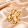 Minimalist Geometric Zircon Drop Earrings for Women, 18K Gold Plated Stainless Steel Waterproof Jewelry Gifts