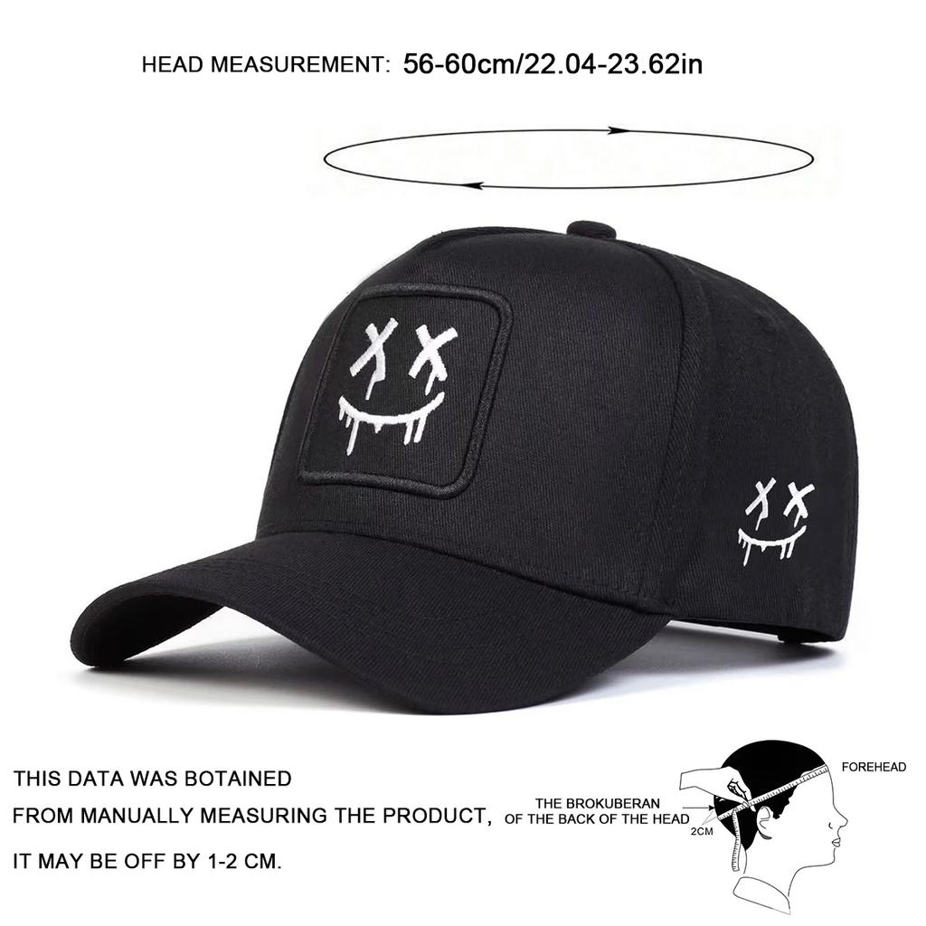 Women Xx Smiling Face Embroidery Baseball Caps Spring Autumn Outdoor Use Adjustable Casual Hats Sunscreen Hat Sportss Cap For Men And