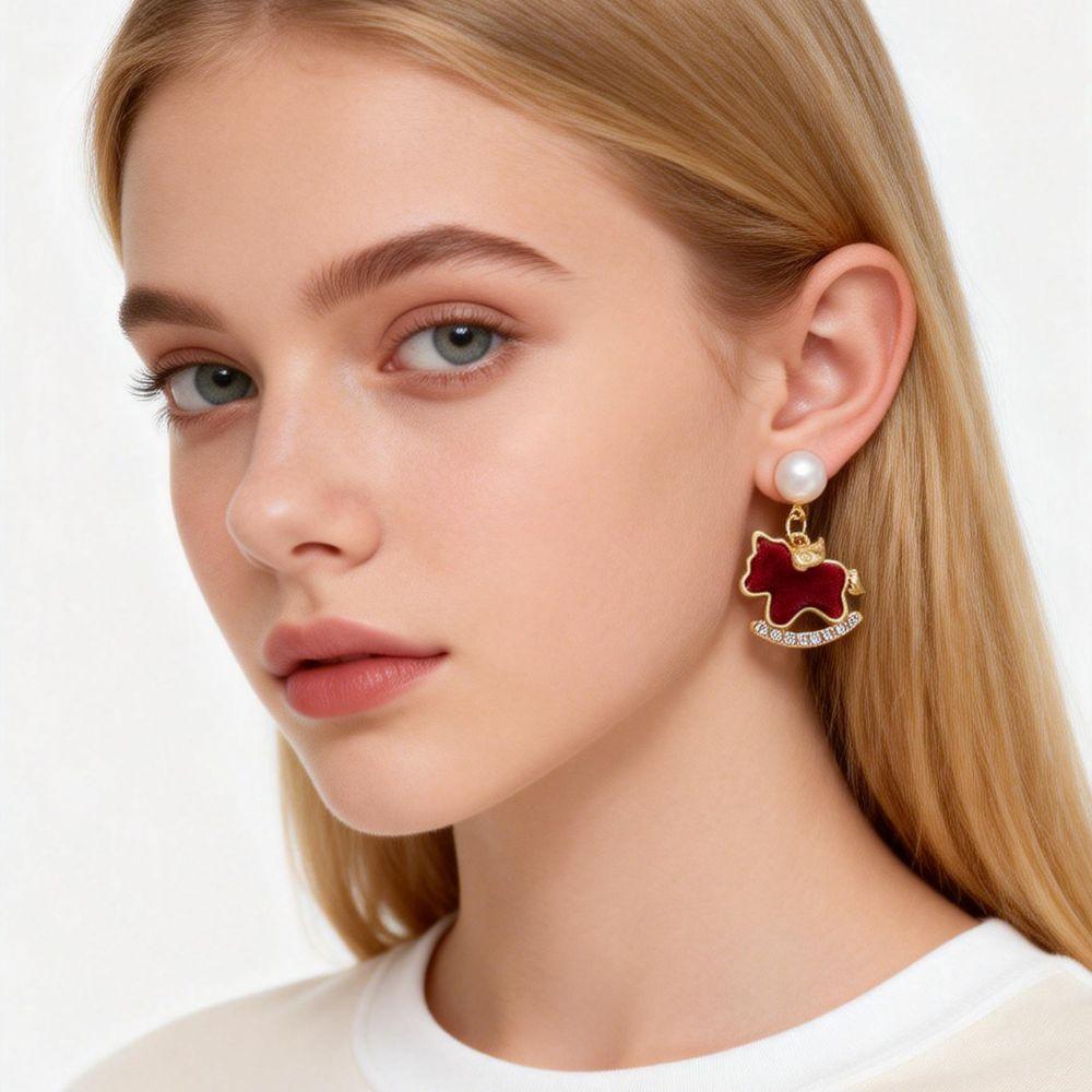 Sweet Pony Pearl Earrings Cute Ear Studs Delicate Earrings for Women  Girls