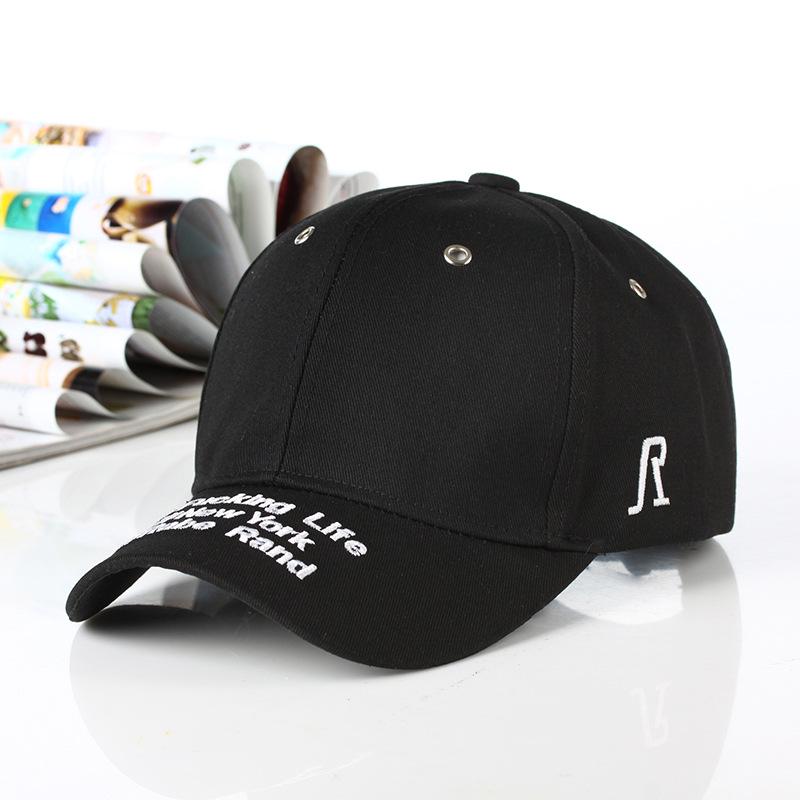 Neue Mode Buchsticken Schwarz Weiß Kappe Baumwolle Snapback Hüte Für Männer Frauen Hip Hop Angepasste Baseballkappen