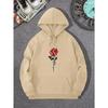 Rose Art Letters Printed Hoodie Casual Street Women's Sweatshirt Comfortable Pullover Round Neck Loose Women's Clothing Y2K Top