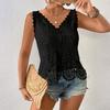 Womens Spring Tops Sleeveless Lace V Neck Summer Shirts for Women Casual Crochet Hollow Out Blouse Womens Summer Shirts