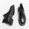 Martin boots men's thick-soled medium-top British style men's boots spring and summer high-top black heightening tooling Chelsea short boots