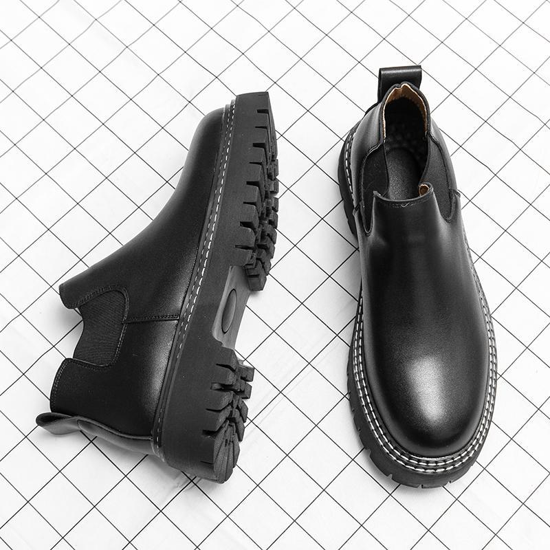 Martin boots men's thick-soled medium-top British style men's boots spring and summer high-top black heightening tooling Chelsea short boots