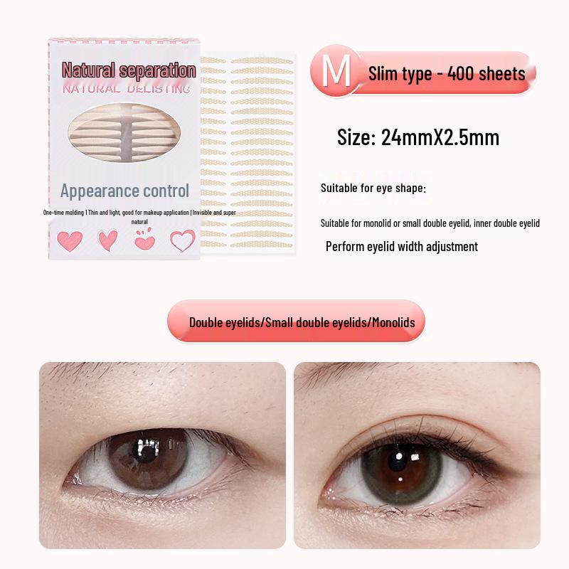 

Honey Lace Invisible Double Eyelid Stickers: 400 Thin, Seamless Sheets for Long-lasting, Waterproof, and Sweatproof Shaping.