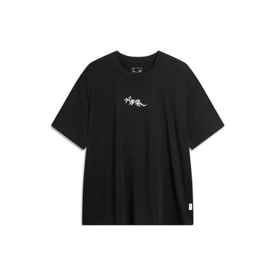 Li Ning Chinese Culture Series Solid Color Crew Neck Pullover Short Sleeve T-Shirt Men Tops Black AHSU321-4