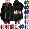 Women's Casual Printed Long Sleeve Zip-Up Hoodie Sweatshirt