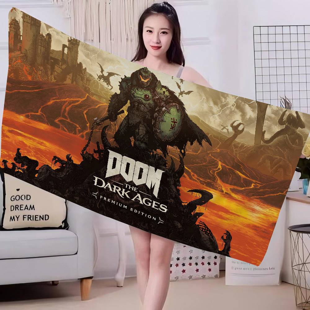 Shooting Game D-Doom Microfiber Blanket Quick Drying Beach Towels Oversized Printing Super Absorbent Pool Towel Blanket