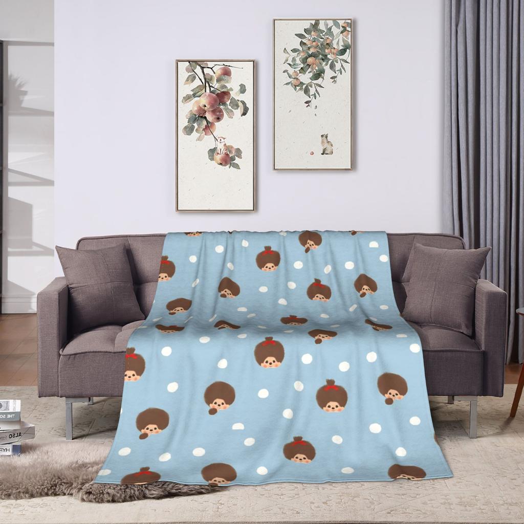 Cute Monchhichis Blankets Coral Fleece Plush Summer Breathable Super Soft Throw Blanket for Sofa Outdoor Quilt
