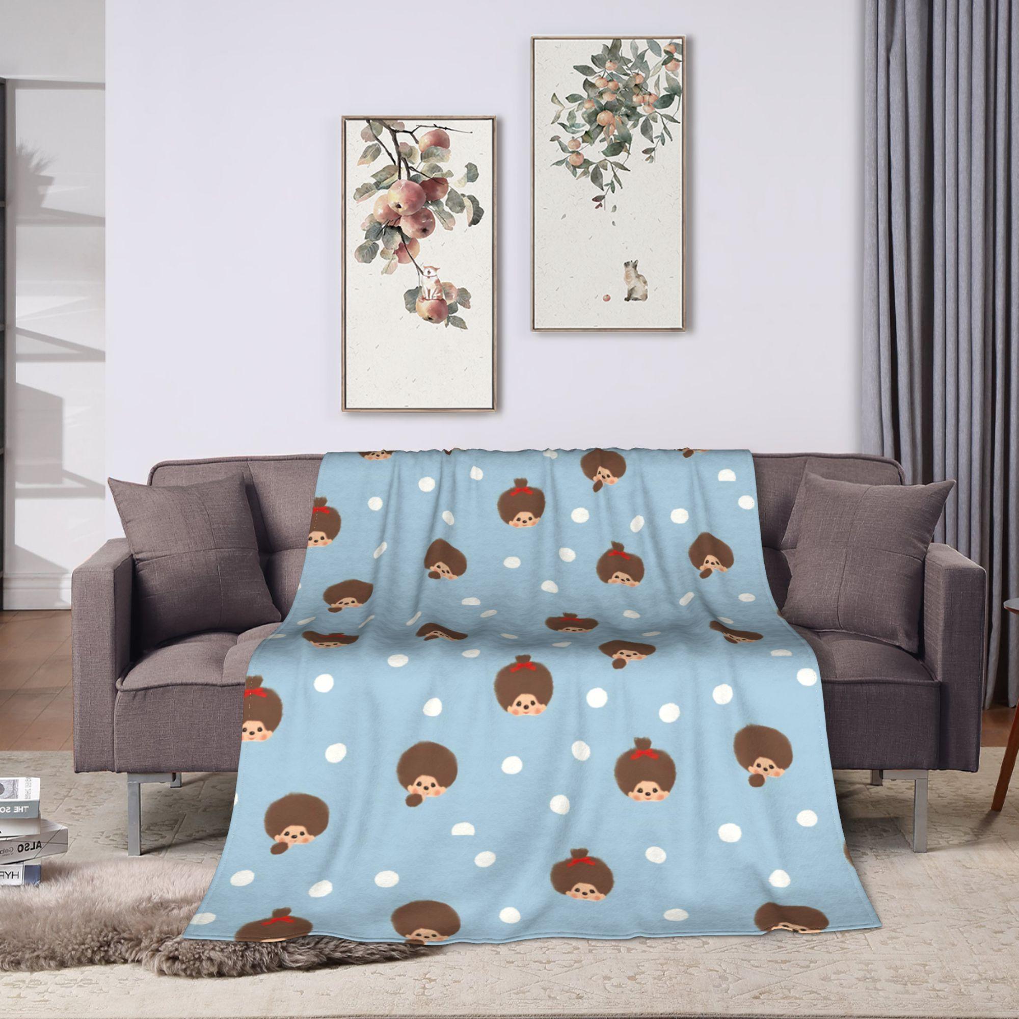 

Cute Monchhichis Blanket Coral Fleece Plush Autumn/Winter Breathable Ultra-Soft Throw Blanket for Bedding Travel Bedspreads 80x60in