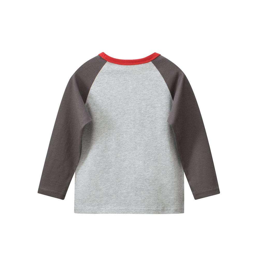 27kids Boys' Korean Style Cartoon Long Sleeve T-Shirt - Autumn Spliced Sleeve Baby Base Layer