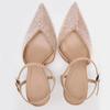 Fashion Luxury Designer Mesh Thin High Heeled Sandals Women Sexy Pointed Toe Bling Pumps Beige Open Heel Ankle Strap Wedding Party Shoes