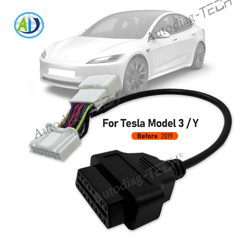 20pin OBD Connector for Tesla Model 3 before January 2019 For X431 OBD2 Diagnostic Adapter Cable 20pin Male/Female to OBD2 16pin