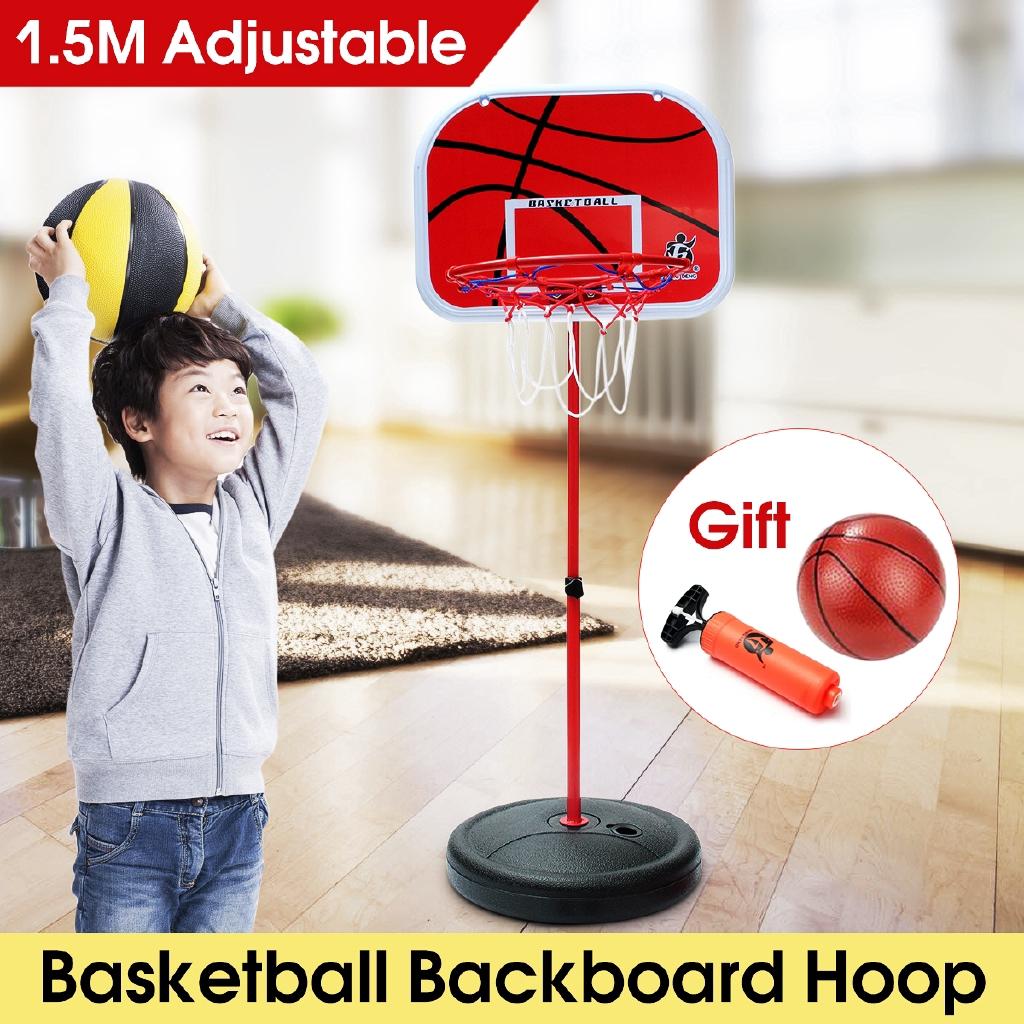 1.5m Height Backboard Basket Ball 72-150cm New Red Basketball Hoop+Basketball+Pump Adjustable Kids Mimi Basketball Hoop Rim Net Set