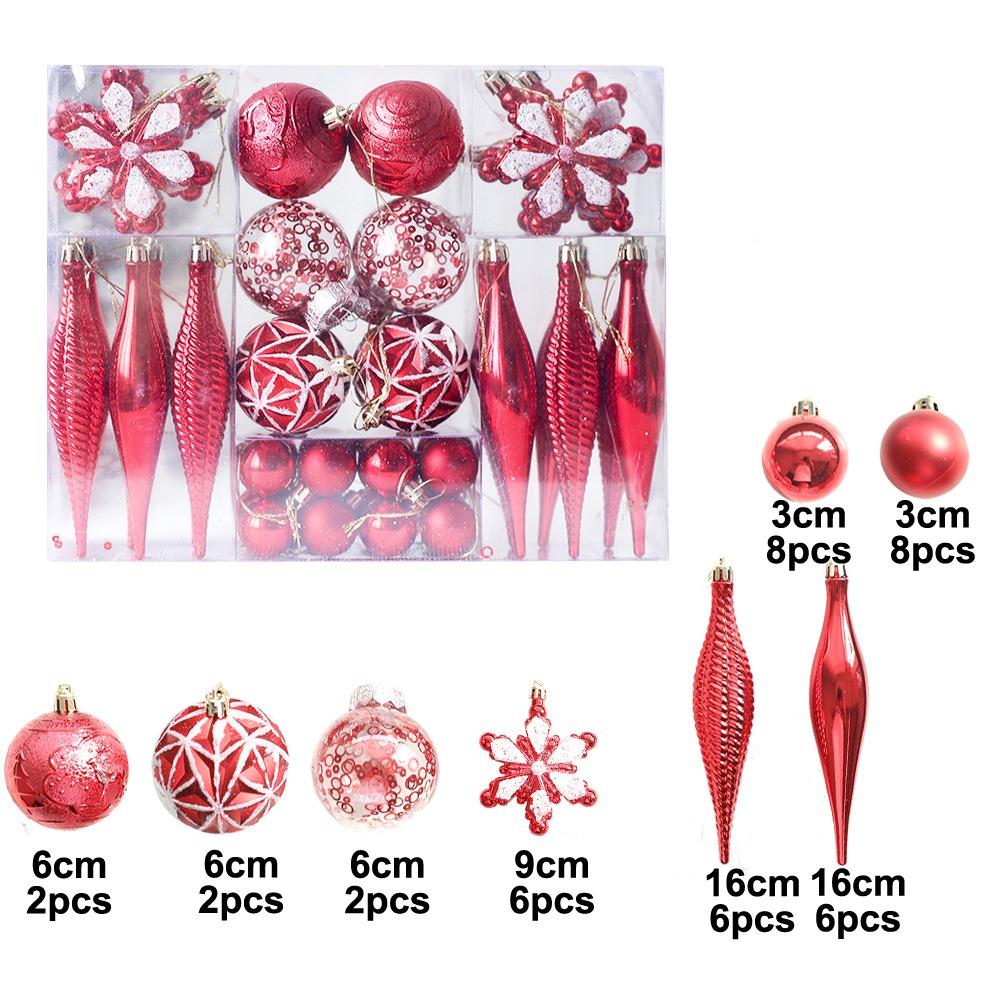 40PCS Shatterproof Assorted Christmas Ball Ornaments Set Colored Plastic Decorative Baubles Decorations Snowflake