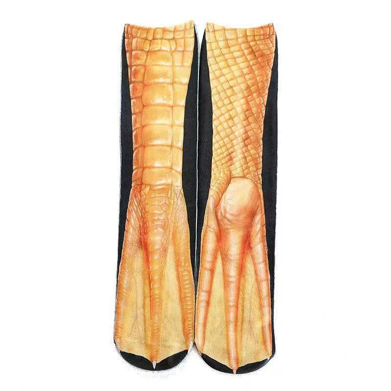 3D Animal Paw Mid-Calf Socks - Cartoon Print, Fun Hoof Design for Adults, Cat & Dog Styles
