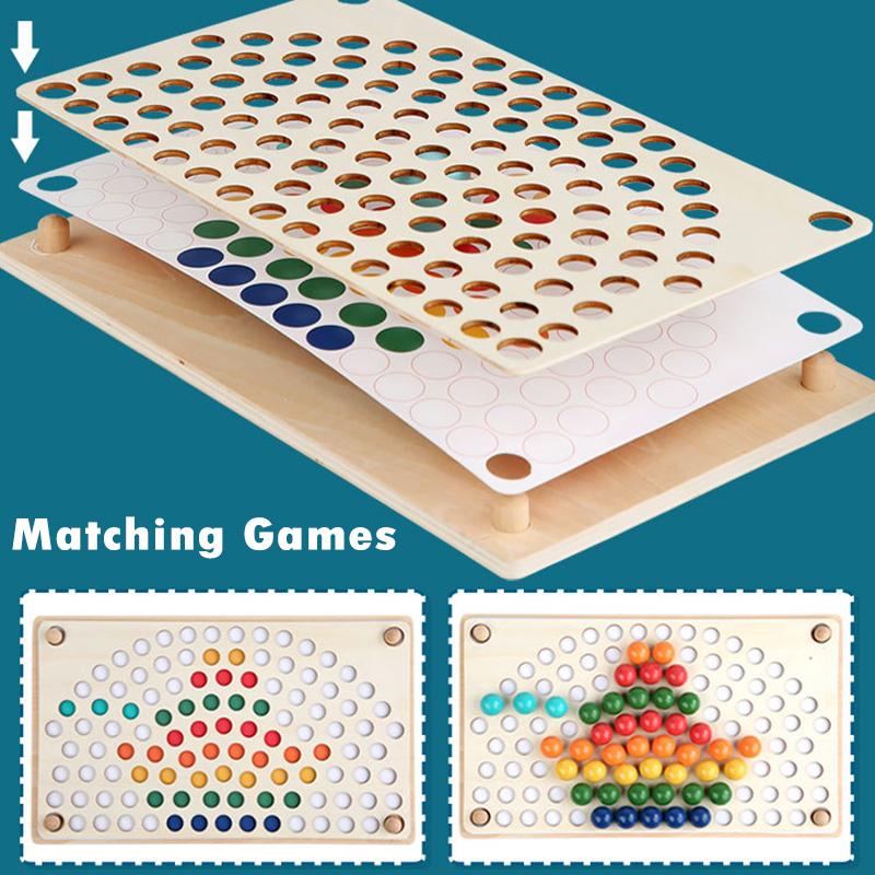 Clip Beads Rainbow Wooden Toys Children Montessori Education Sorting Color Matching Game Fine Motor Training Sensory toy for kid