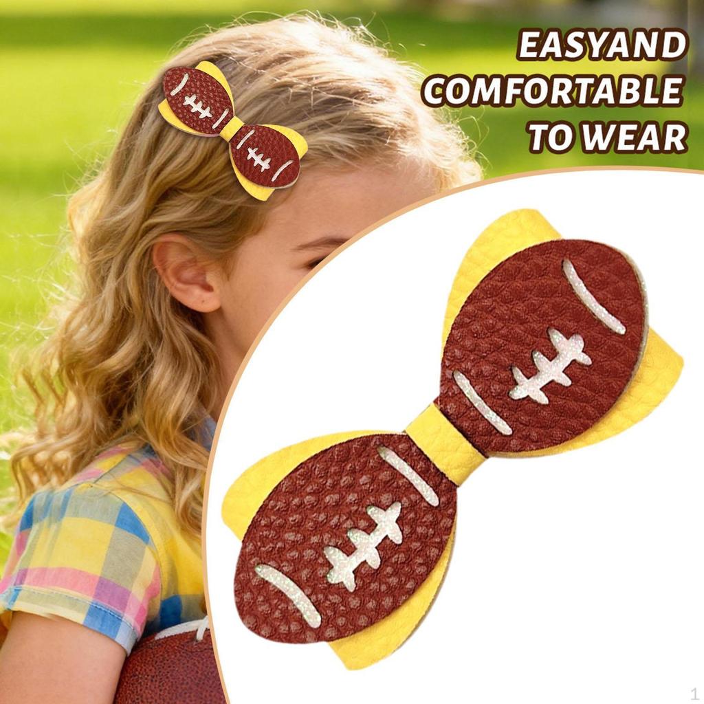 Football Hair Bow Clip Casual Child for Girls Sports Meet Themed Accessory