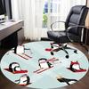 1PC Penguin Winter Office Round Area Rug, Mat Suitable For Office, Under Office Chairs Bedroom Living Room Home Decor, Room Deco