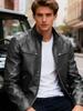 New men's PU leather jacket stand-up collar locomotive jacket slim casual jacket spring and autumn fashion leather jacket men