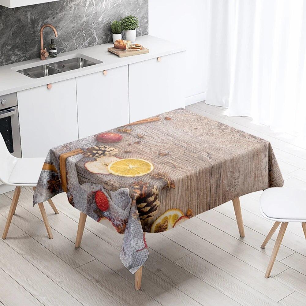 Spice Tablecloth Green Vegetable  Stain Resistant Waterproof Rectangular Kitchen Dining Table Home Decor