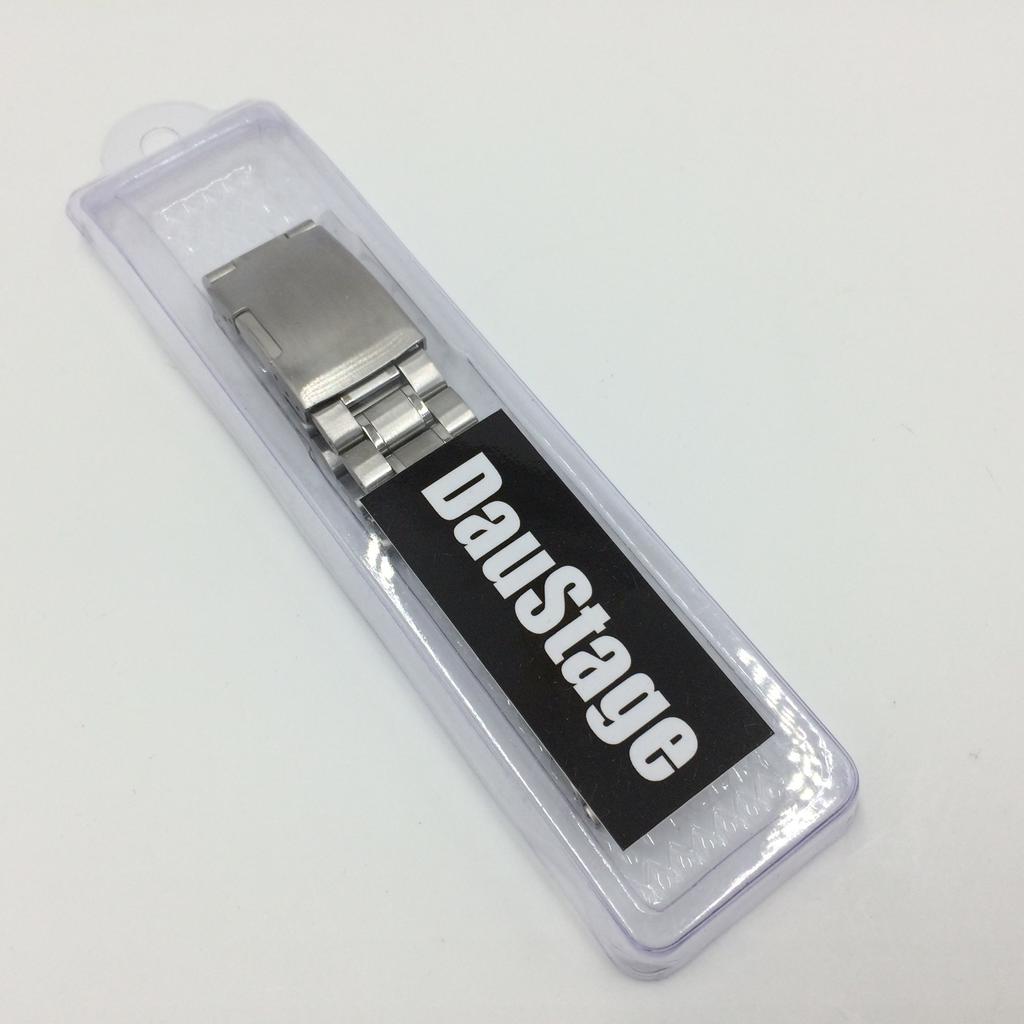 stainless steel watch band with side push replacement strap and spring bars 20mm bow 3-link button, (06, hook)