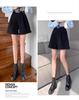 High-Waisted Corduroy A-Line Bootcut Shorts for Women - Coffee Color, Casual Autumn/Winter Wear