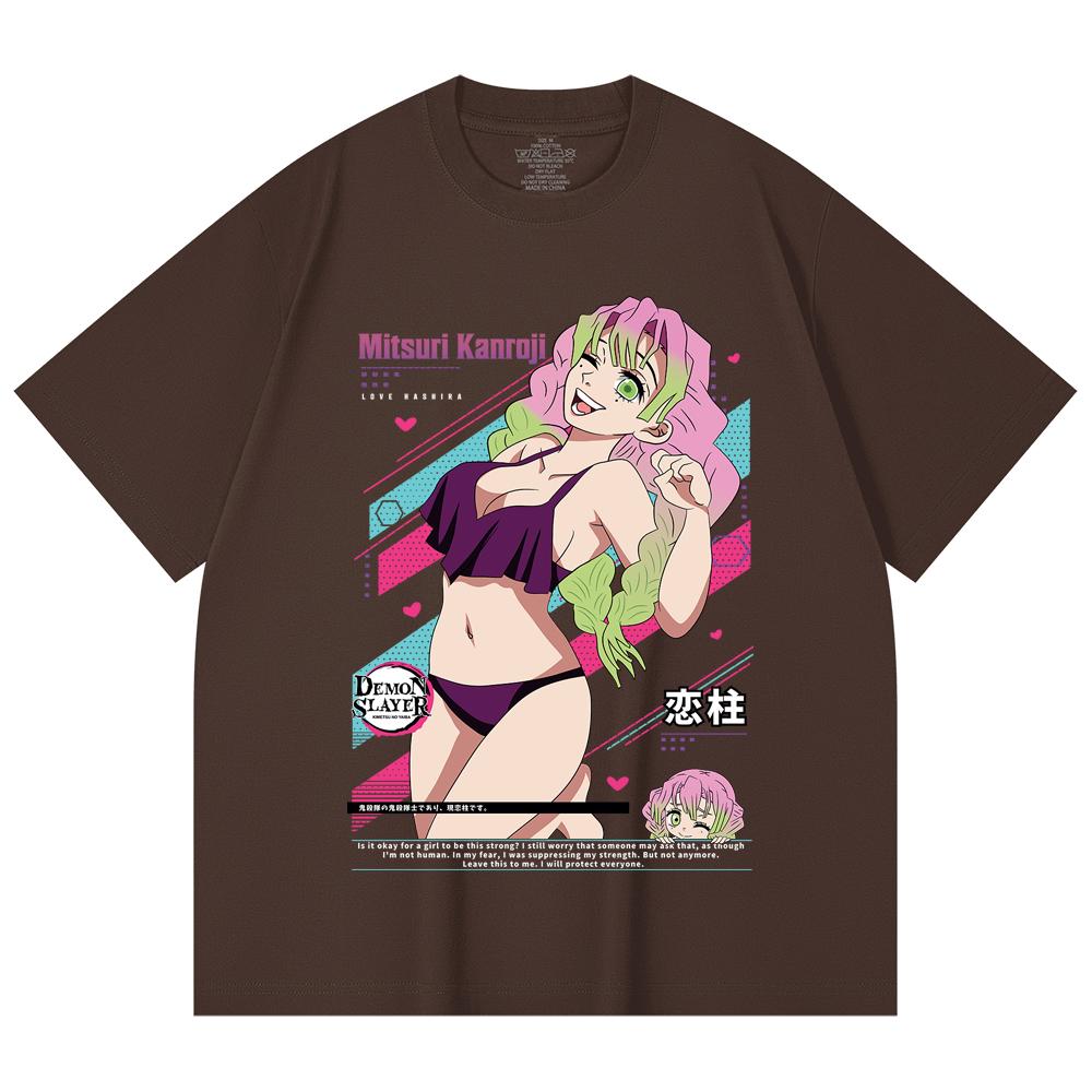 230 Gsm 100% Cotton Demon Slayer V52 Mitsuri Waifu Print Unisex Heavy Cotton T Shirt