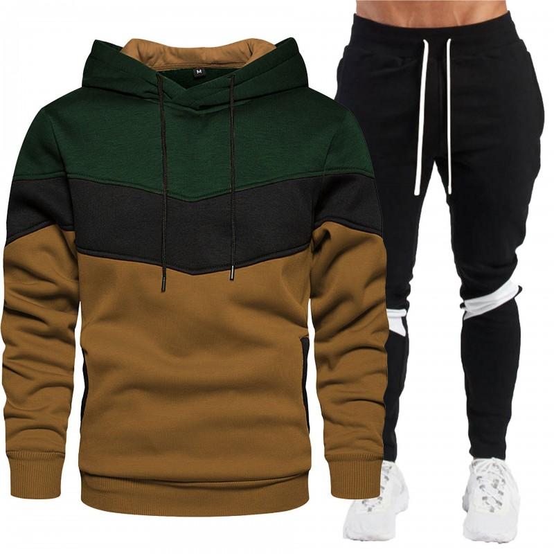 Mens Casual Sportswear Set Long Sleeve Hooded Sweatshirt Pants Outfit