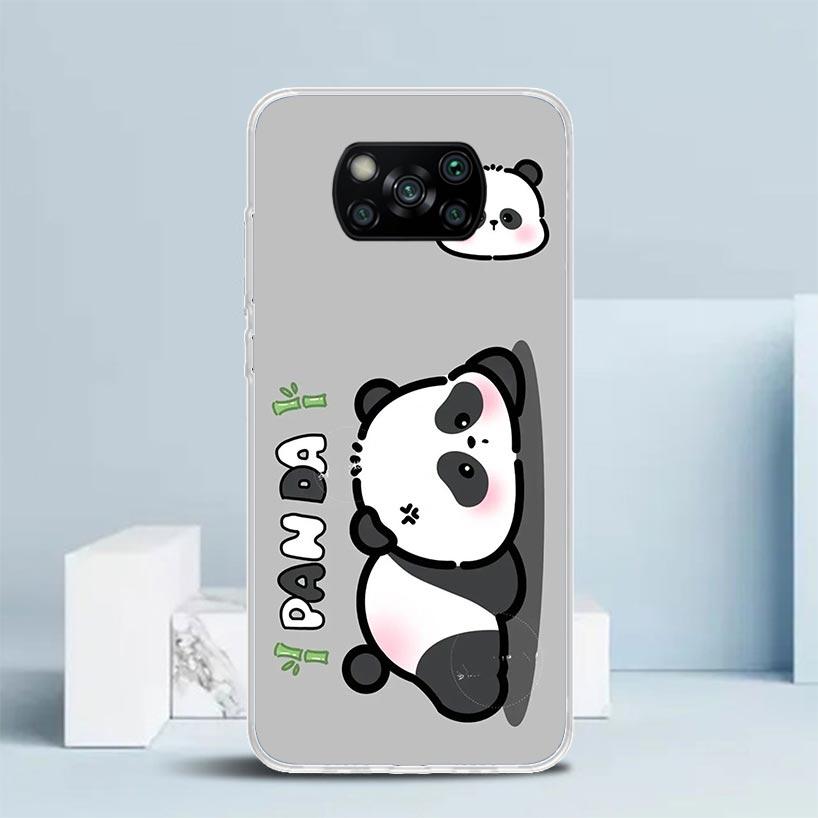 Cartoon Cute Panda Bear Phone Case For Xiaomi Poco F7 Ultra X5 X6 X7 Pro M7 Redmi 15C 15 13C 13 12C 12 10C 10 10A 9 9C 9A 9T Cov