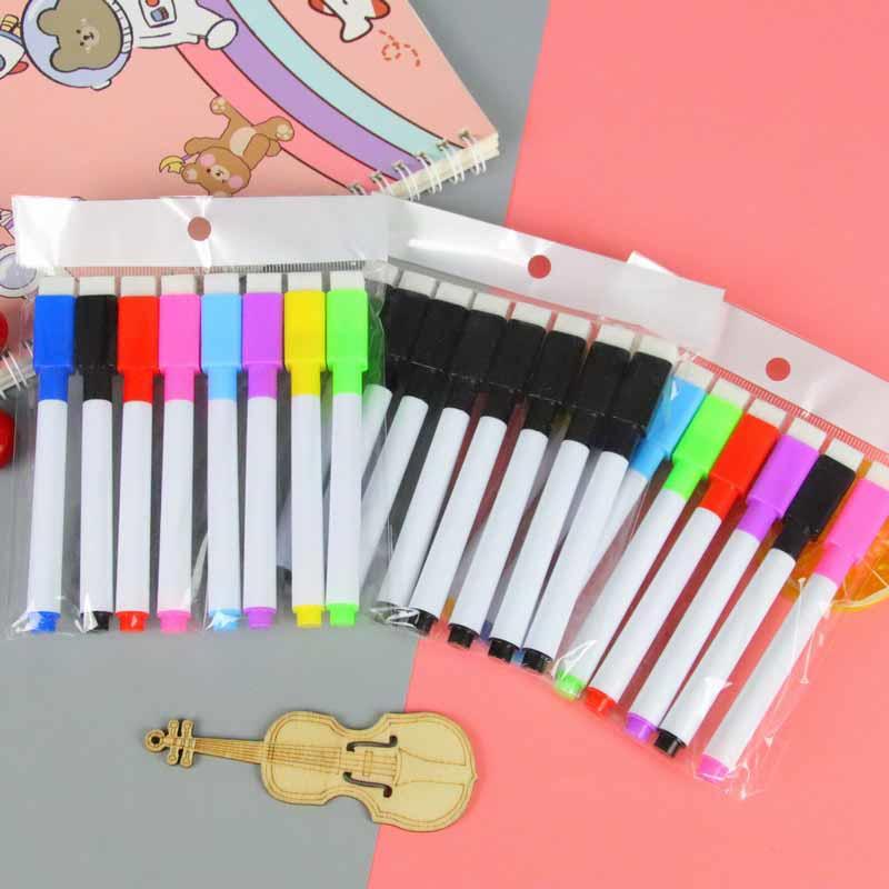 8pcs/set Erasable Whiteboard Markers Vibrant Colors & Black for Kids Drawing Office & School Stationery Gift