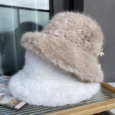 Imitacja Futra Czapka Jesień I Zima Z Długimi Włosami Kapelusz Rybaka Kapelusz Wiadro Ciepły Pogrubiony Kapelusz Garnkowy Damski Kapelusz