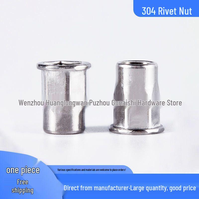 304 Stainless Steel Inner/Outer Hex Rivet Nut, Flat Head, Countersunk, Half Hex, M3-M12 Flat Head M4 (100 pcs)