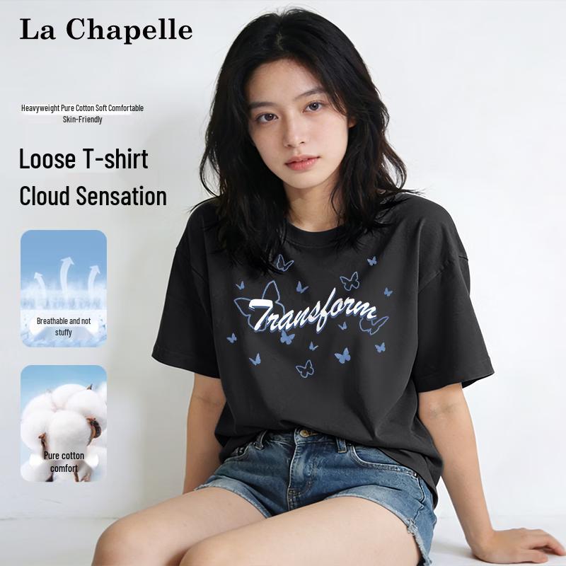 La Chapelle Women s 2026 Summer Heavyweight Cotton Relaxed Fit T-Shirt L