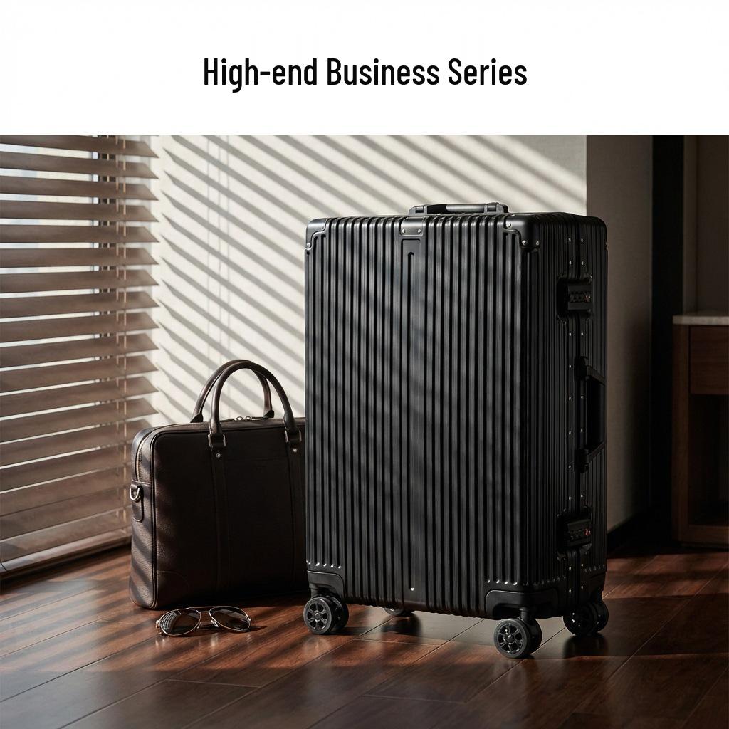 Aluminum Frame PC Luggage with Password Lock, Waterproof, Universal Wheels, Carry-on Suitcase 24-inch