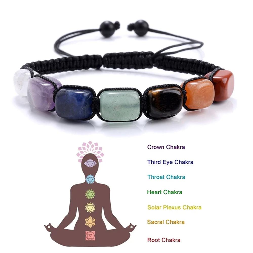7-color Double-layer Agate Yoga Natural Stone Hand-woven Bracelet Bohemian Raw Stone Pendant Crystal Jewelry Gift Adjustable