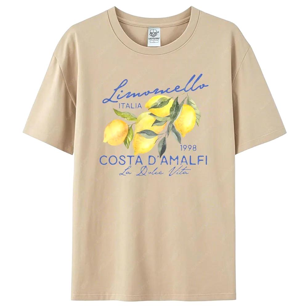 Limoncello La Dolce Vita Graphic Top Retro Women Cotton Shirt Lemon Shirt Italy Tshirt Coastal Aesthetic Amalfi Coast Female Tee